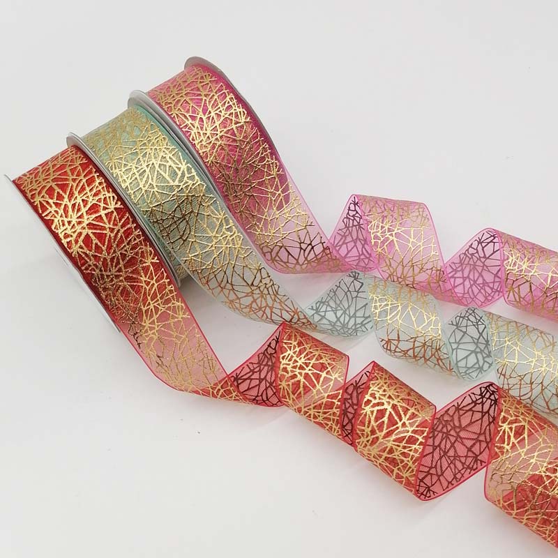 Hiswan 1.5 inch Sheer Organza Ribbon Gold Chiffon Ribbon for Gift Wrapping  Valentine's Day Wedding Bouquet Crafts 50 Yards