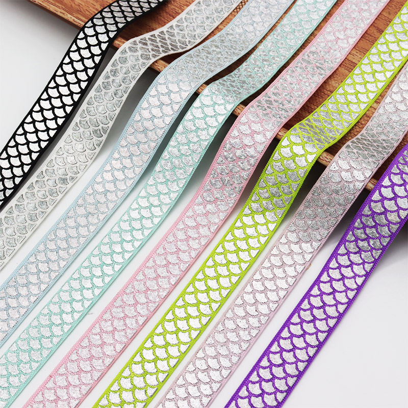 Mermaid Scales Print Fold Over Elastic