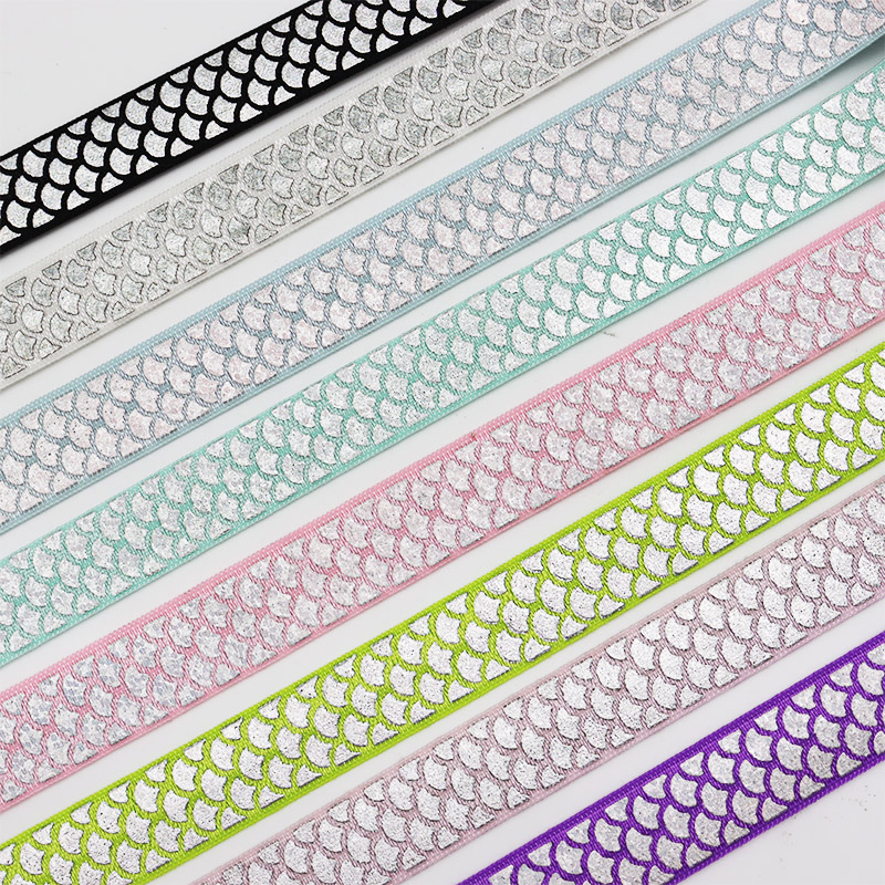 Foil Fish Scales Elastic Ribbon