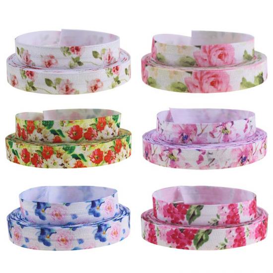 Floral elastic ribbon
